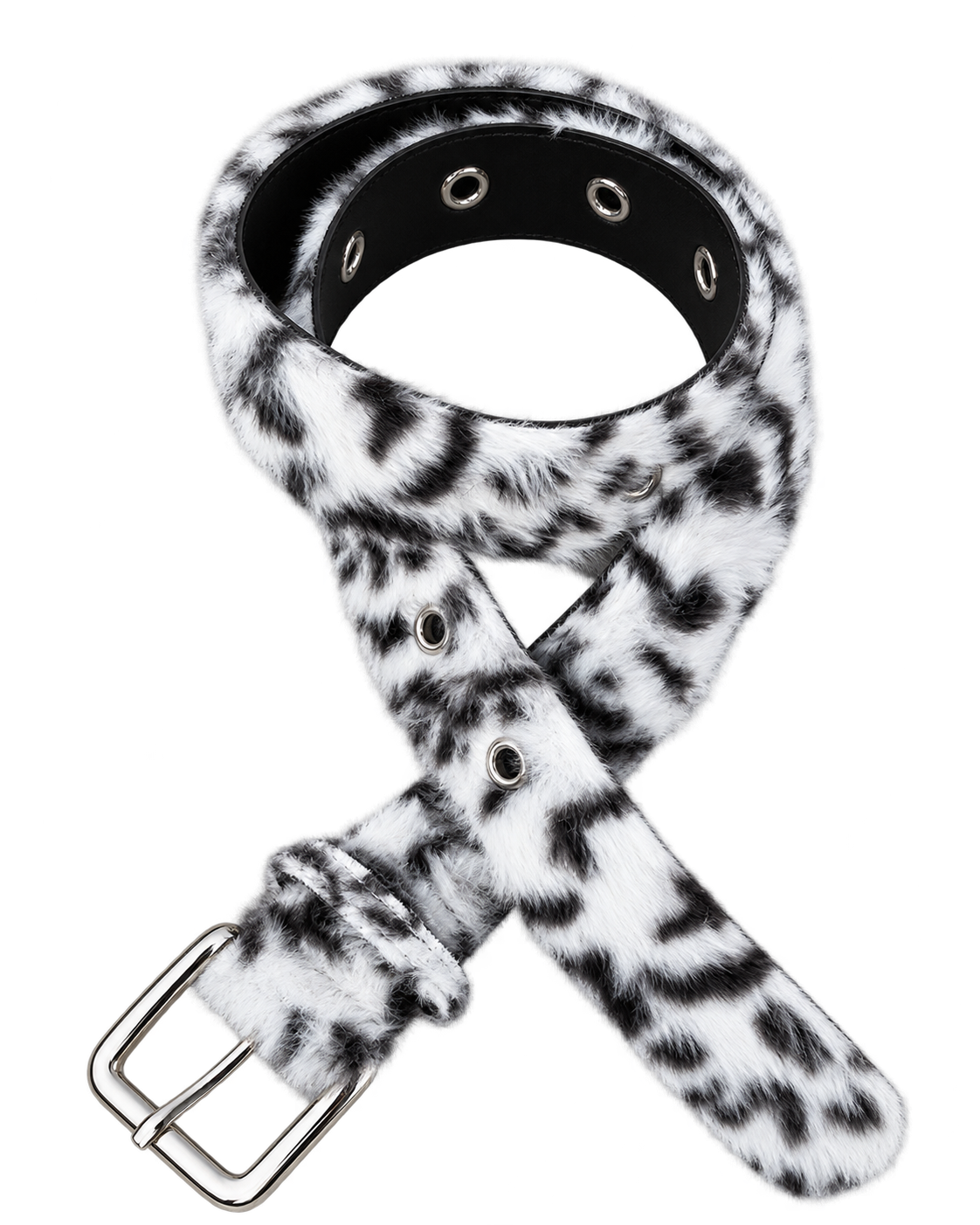 White Leopard Fur Belt