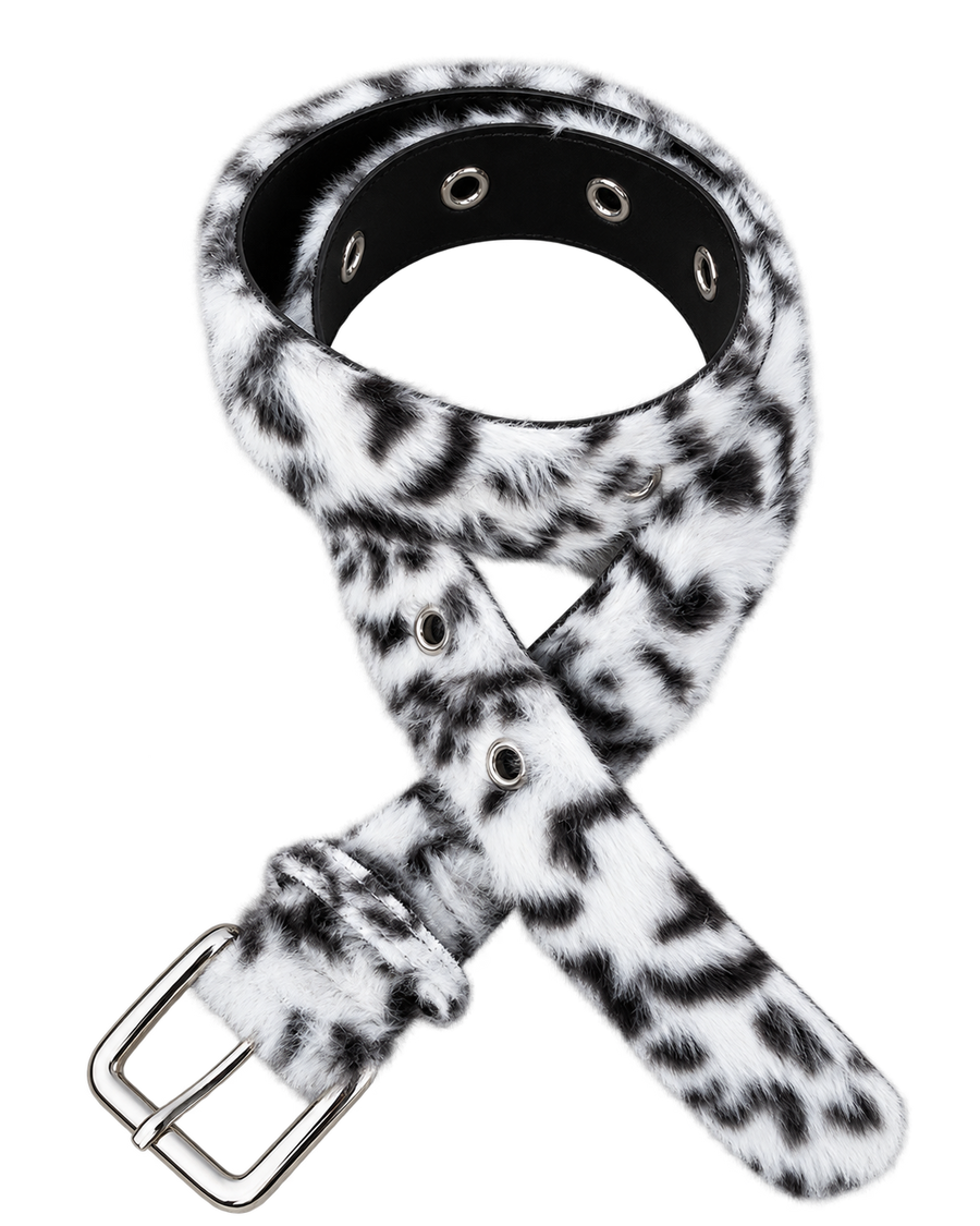 White Leopard Fur Belt